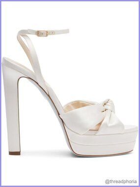 Satin Platform Heeled Sandals Round Open Toe Ankle Strap Chunky High Heels